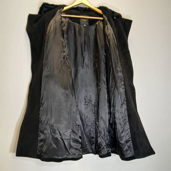 Talbots womens size 18w long wool coat black fur collar wimter jacket - Picture 6 of 9